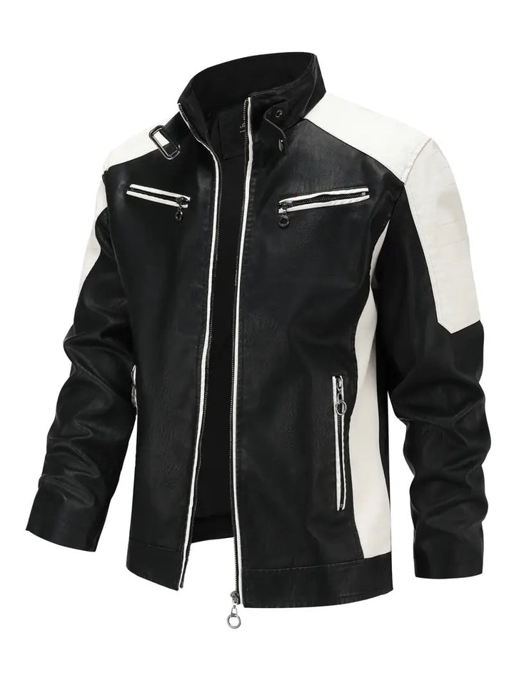 Men's sporty artificial leather jacket with zipper Mune Fashion