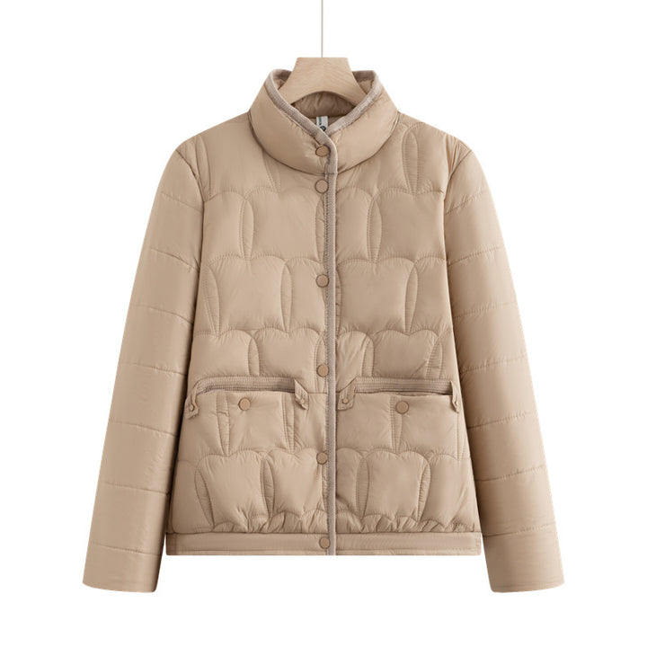 Women's short quilted transitional jacket with stand-up collar and flap pockets Mune Fashion