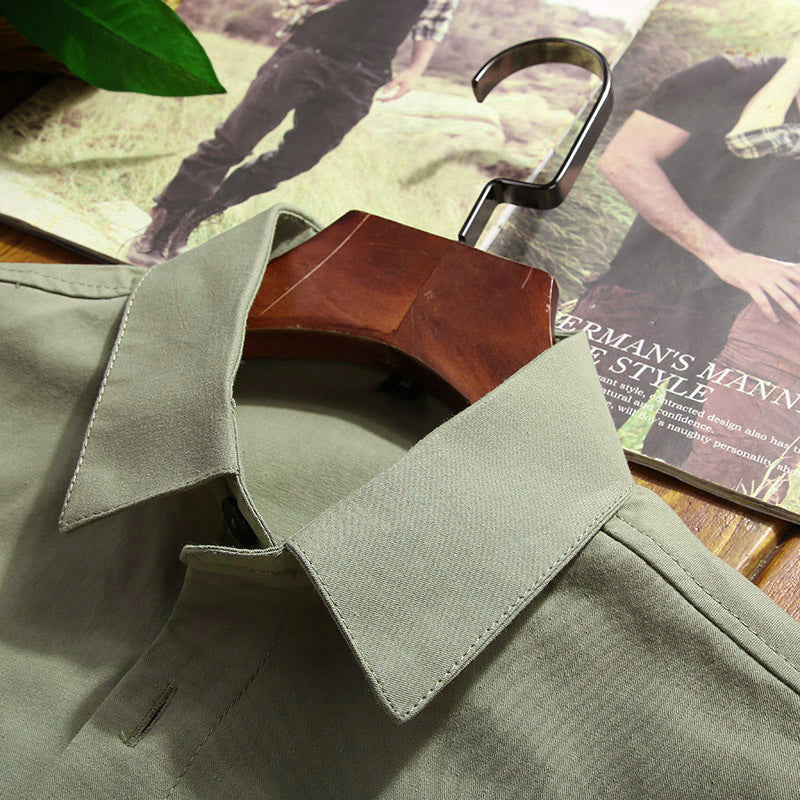 Men's lightweight canvas field shirt jacket with chest patch pockets and utility details Mune Fashion