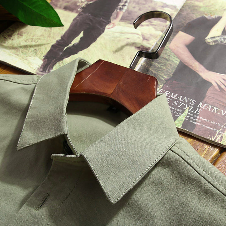 Men's lightweight canvas field shirt jacket with chest patch pockets and utility details Mune Fashion