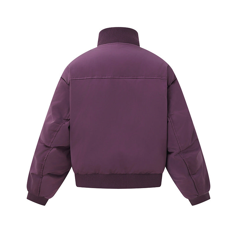 Women's short padded blouson jacket in boxy cut with high ribbed collar and prominent side pockets Mune Fashion