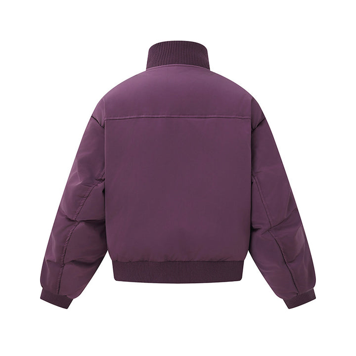 Women's short padded blouson jacket in boxy cut with high ribbed collar and prominent side pockets Mune Fashion