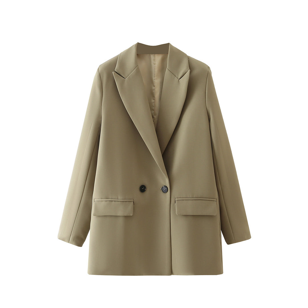 Women's Oversize Double-Breasted Blazer with Lapel and Soft Lining Mune Fashion