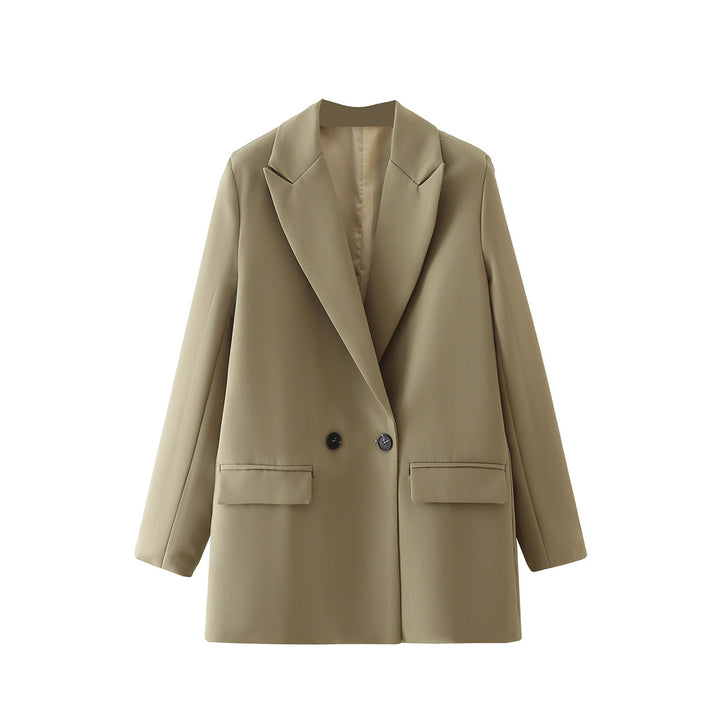 Women's Oversize Double-Breasted Blazer with Lapel and Soft Lining Mune Fashion