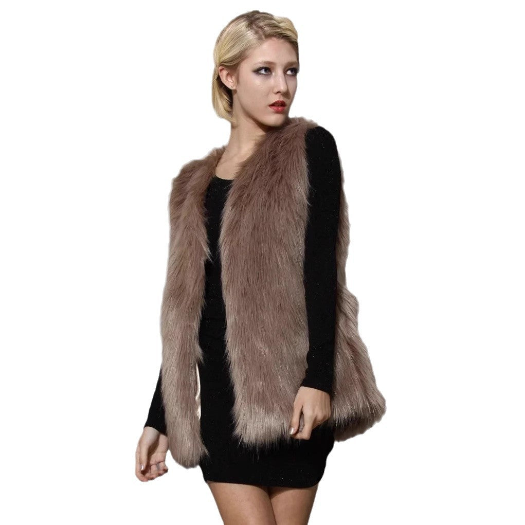 Women's Sleeveless Shaggy Faux Fur Vest with Long Pile and Open Front Mune Fashion