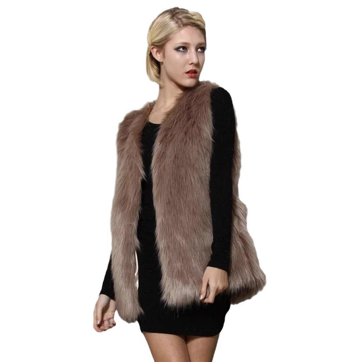 Women's Sleeveless Shaggy Faux Fur Vest with Long Pile and Open Front Mune Fashion