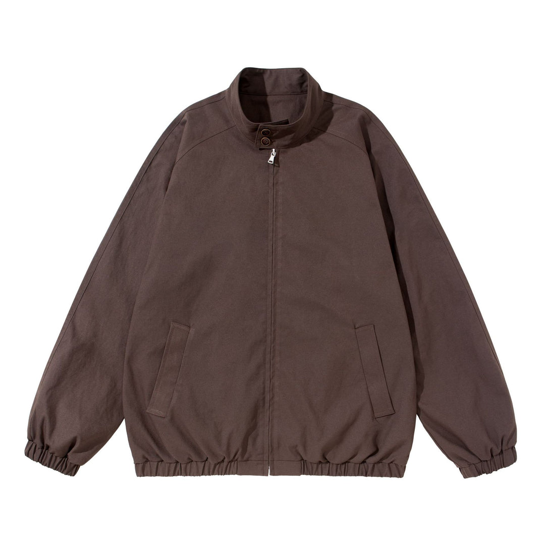 Unisex Short Cut Boxy Blouson with Stand-up Collar, Collar Tab and Elastic Hem Mune Fashion