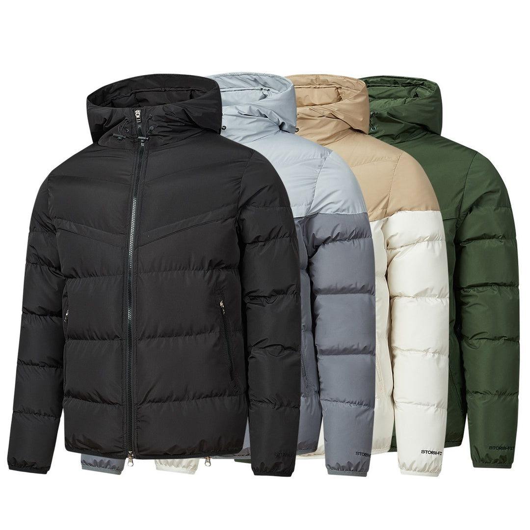 Men's Padded Hooded Quilted Jacket with Thermal Insulation, Two-Way Zipper & Concealed Zipper Pockets Mune Fashion