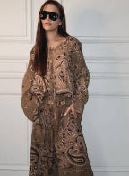 Women's wide Palazzo pants with paisley print, elastic waistband & pockets Mune Fashion