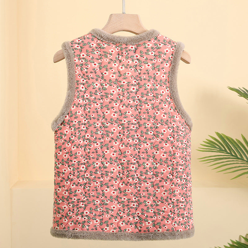 Ladies quilted thermal vest with teddy lining and button placket Mune Fashion