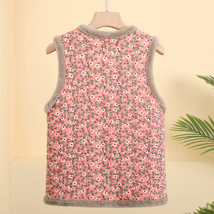 Ladies quilted thermal vest with teddy lining and button placket Mune Fashion