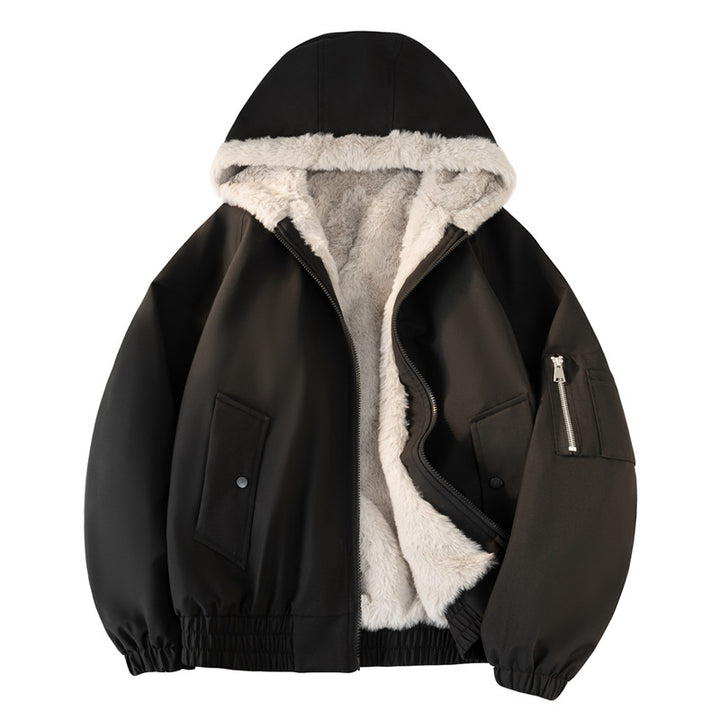 Men's hooded bomber jacket with teddy lining, water-repellent outer shell and utility pockets Mune Fashion