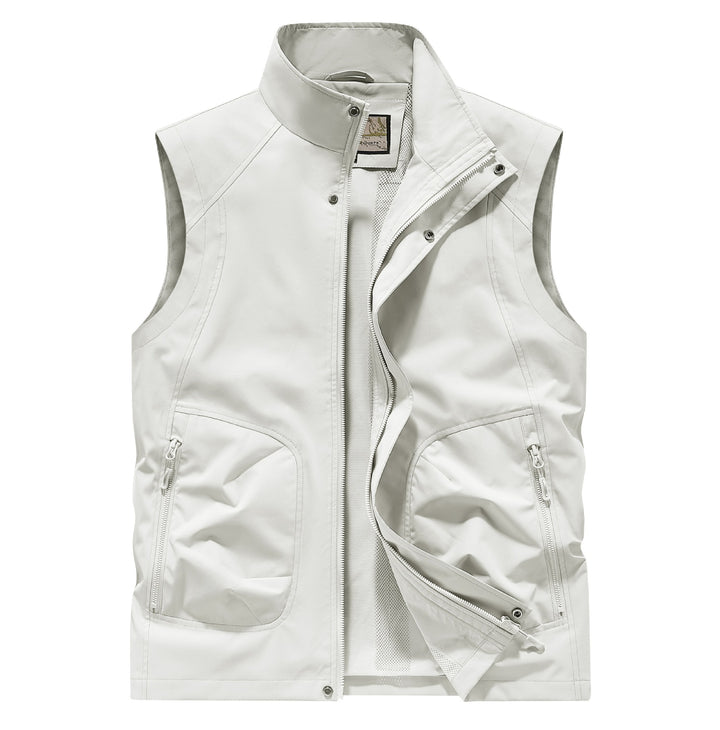 Men's Utility Softshell Vest with High Stand Collar, Zipper & Multi-Functional Pockets Mune Fashion