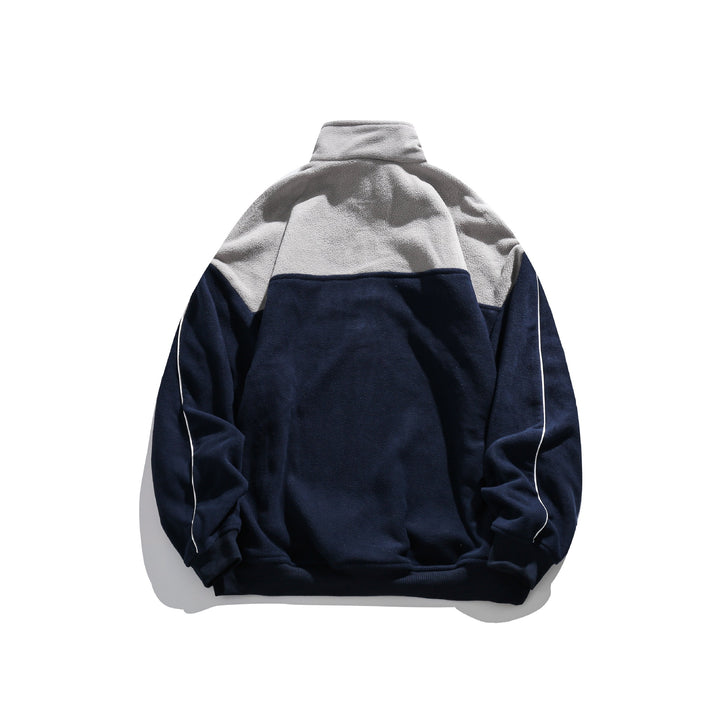 Unisex Fleece Half-Zip Pullover with High Collar, Raglan Sleeves and Contrast Panels Mune Fashion