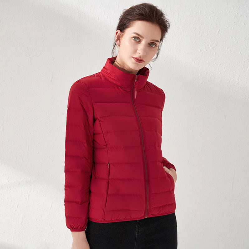 Women's Tailored Ultralight Padded Jacket with Stand-Up Collar and Slim Silhouette Mune Fashion