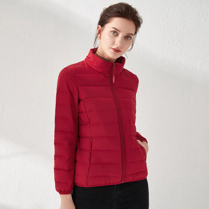 Women's Tailored Ultralight Padded Jacket with Stand-Up Collar and Slim Silhouette Mune Fashion