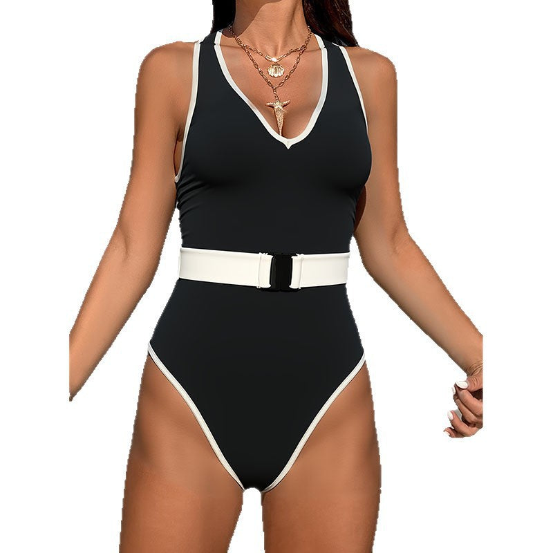 Women’s Sporty One-Piece Swimsuit with Belt Mune Fashion