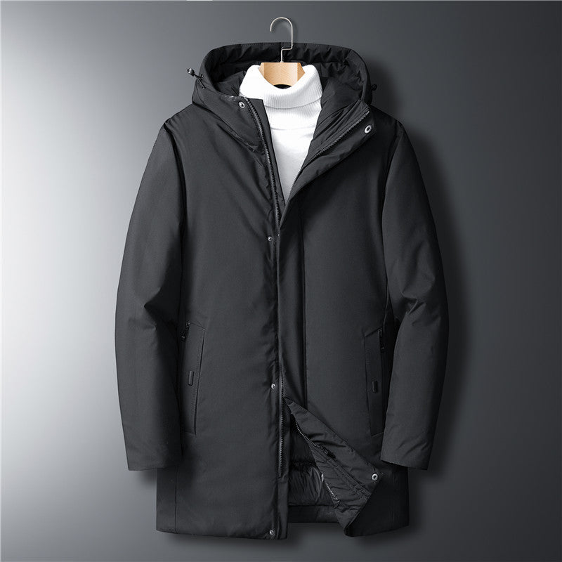 Men's modern urban long parka with concealed zip placket and ergonomic hood Mune Fashion
