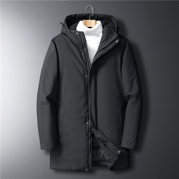 Men's modern urban long parka with concealed zip placket and ergonomic hood Mune Fashion