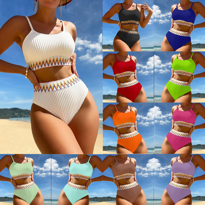Women's High-Waisted Bikini Set with Refined Decorative Details Mune Fashion