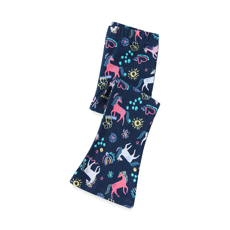 Girls leggings with playful unicorn and flower pattern Mune Fashion