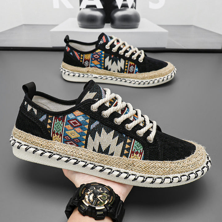 Unisex Espadrille sneaker with woven jute midsole and ethnic woven pattern Mune Fashion