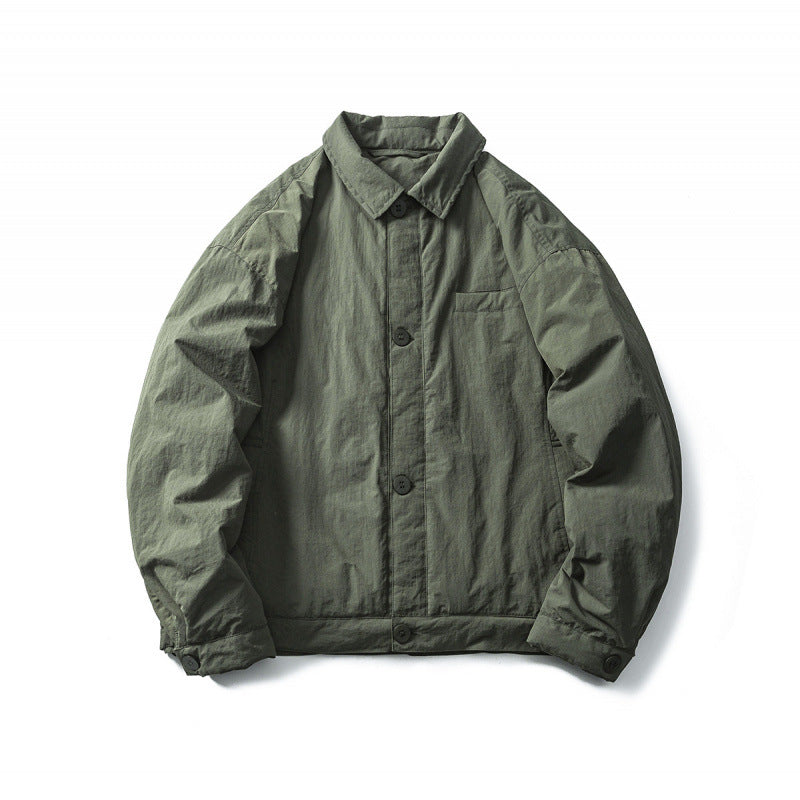 Men's Lightweight Oversized Field Jacket in Workwear Style with Shirt Collar and Button Closure Mune Fashion