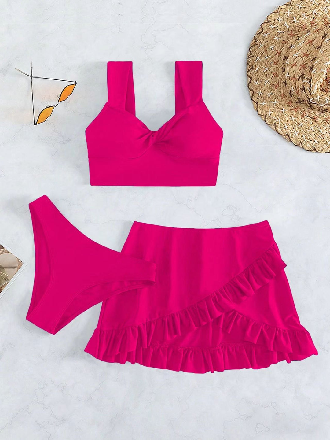 Women's leisure bikini set with wrap skirt and supportive straps Mune Fashion