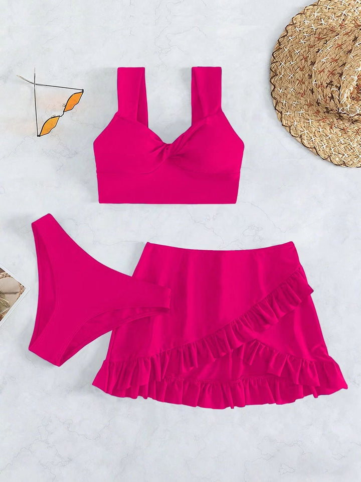 Women's leisure bikini set with wrap skirt and supportive straps Mune Fashion