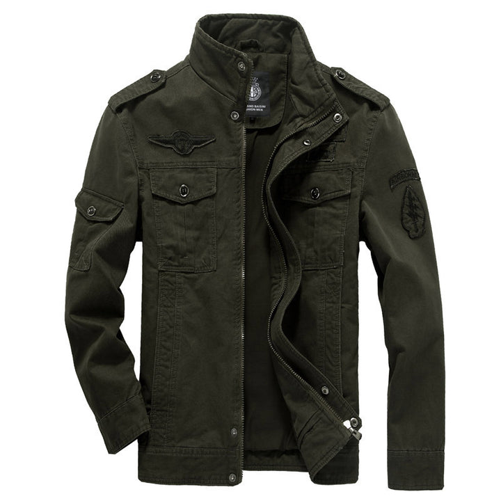Men's lightweight canvas field jacket in military look with stand-up collar and multiple pockets Mune Fashion