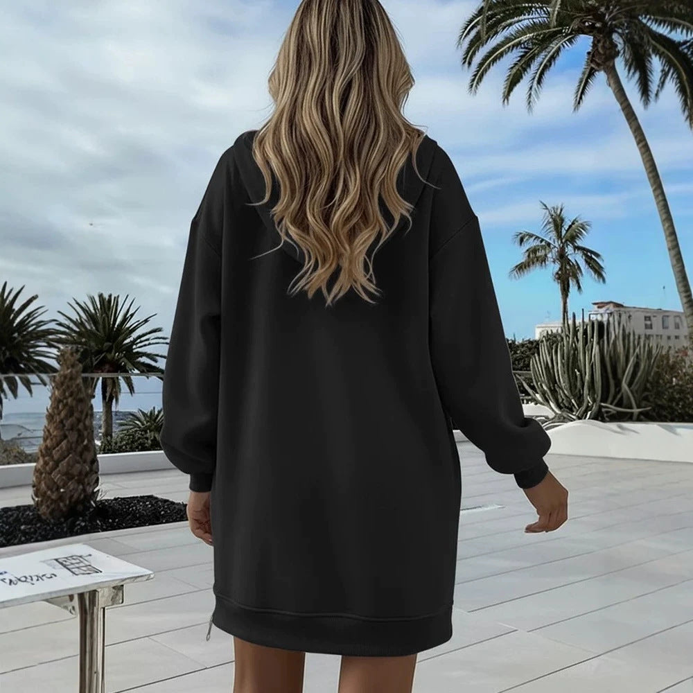 Women's Casual Hoodie with Side Zipper Mune Fashion
