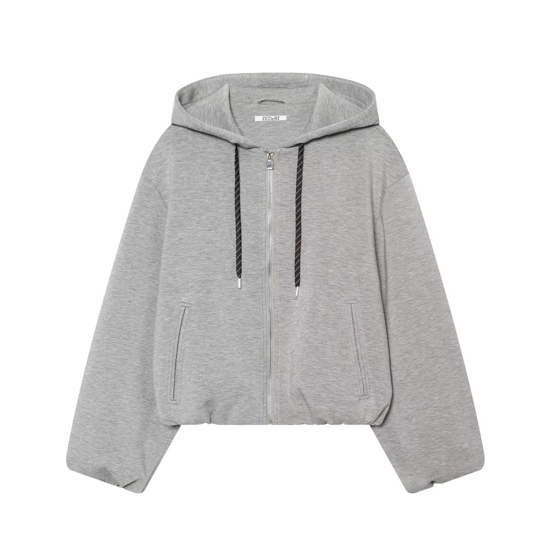 Women's Cropped Hooded Zip Jacket with Wide Oversized Cut Mune Fashion