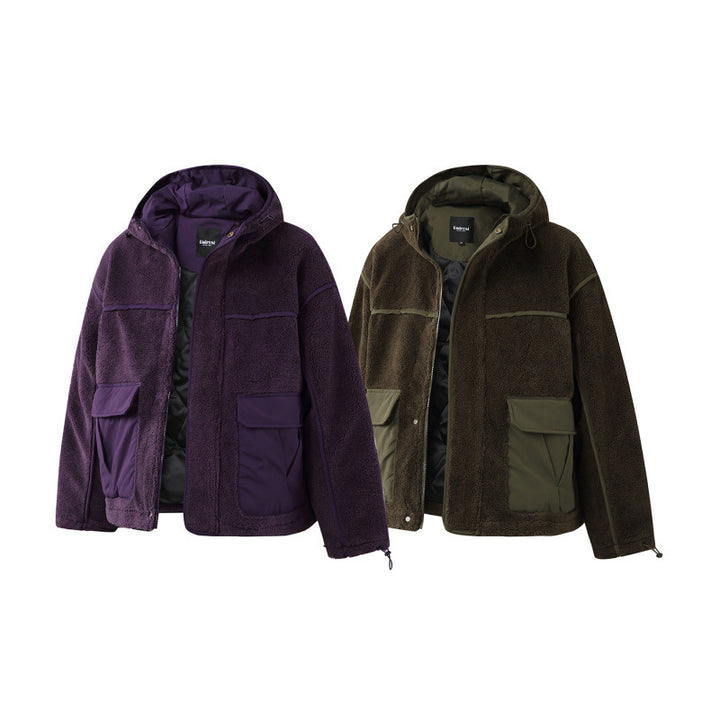 Unisex Kastige Fleece Hoodie with Utility Pockets and Drawstring Hem Mune Fashion