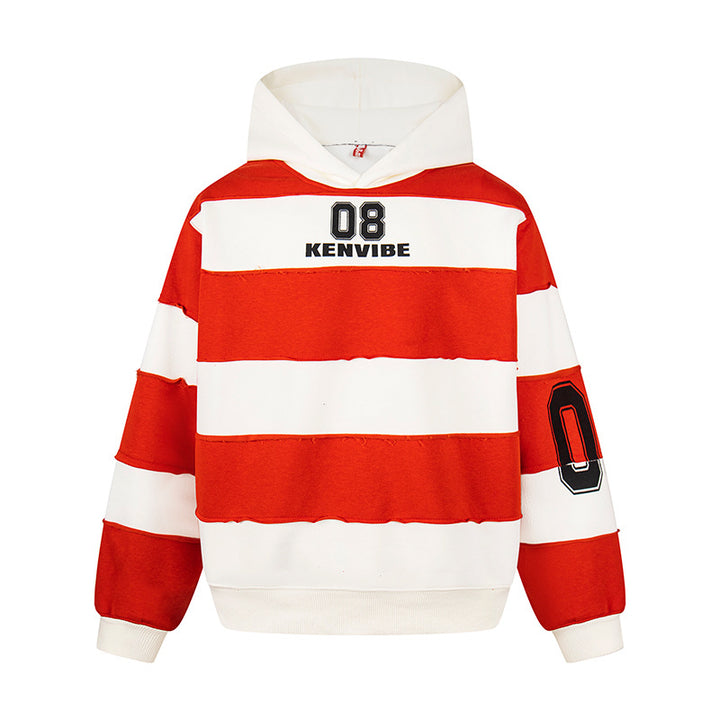 Women's Striped Oversized Hoodie in Sport Style with College Print Mune Fashion