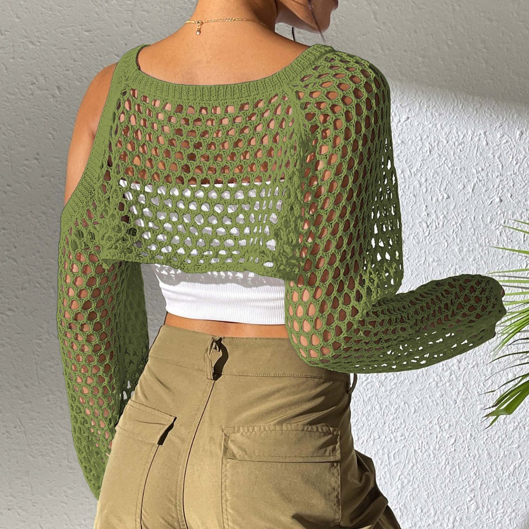 Women's casual mesh sweater with open shoulders Mune Fashion