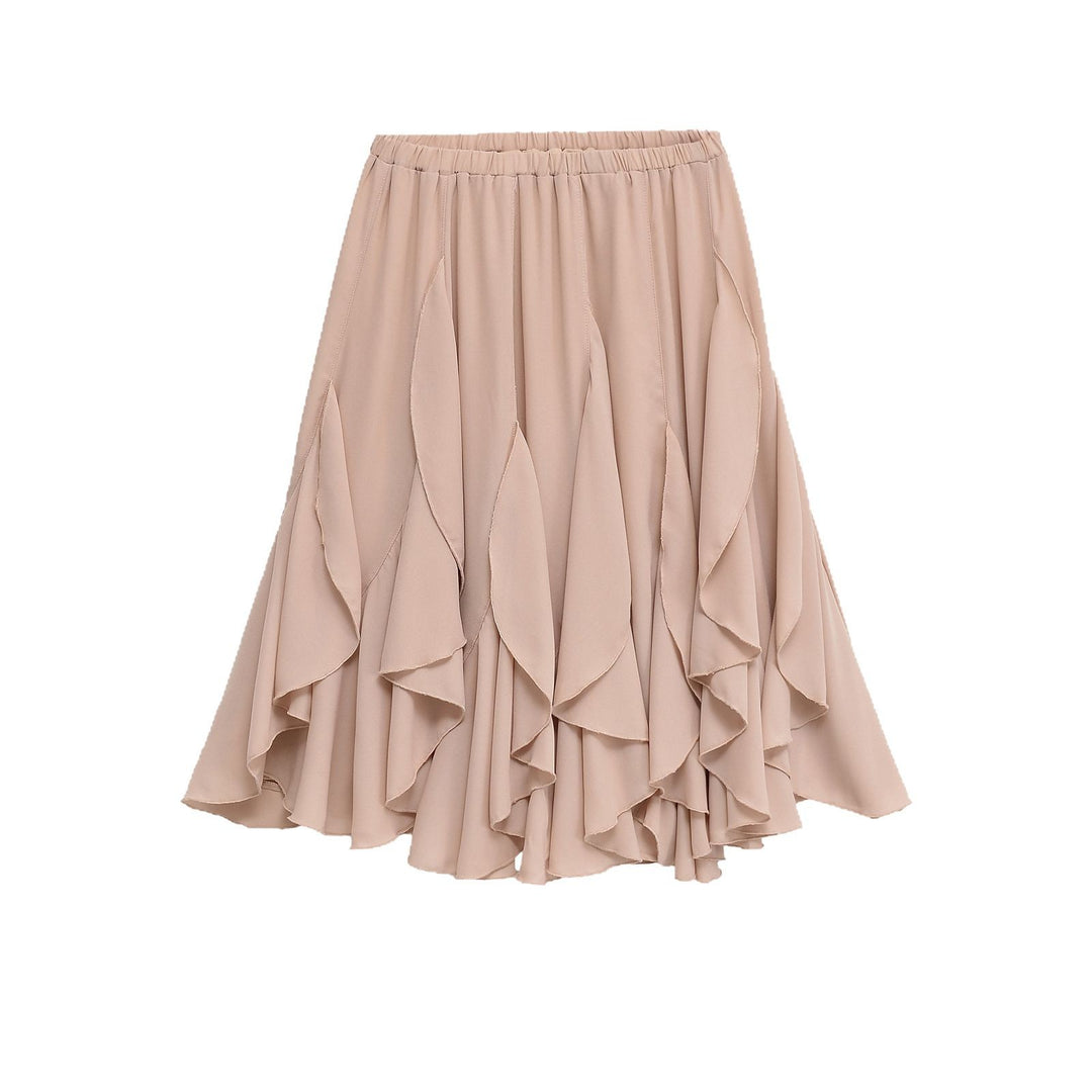 Women's midi skirt with tiered ruffles and elastic waistband Mune Fashion