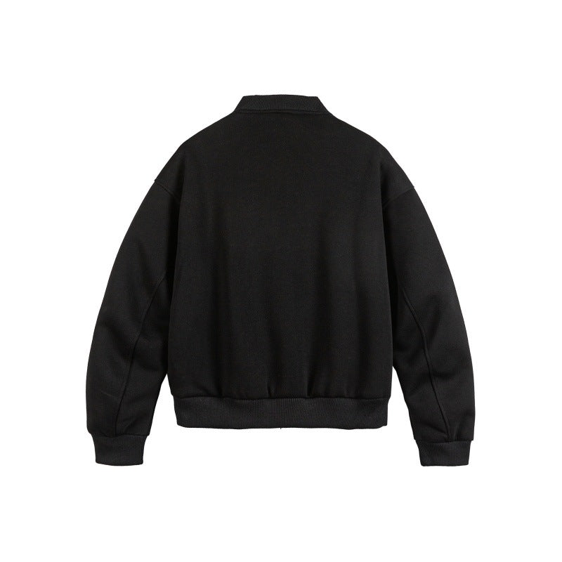 Unisex Boxy Sweat Jacket with full zip, badge applications and ribbed hem Mune Fashion