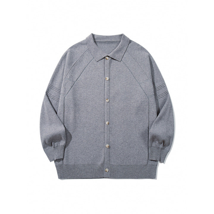 Unisex Boxy Knit Cardigan with Shirt Collar, Raglan Sleeves and Ribbed Hems Mune Fashion