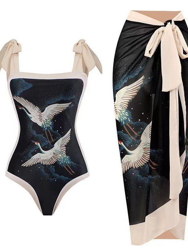 Women's one-piece swimsuit with asymmetrical cut and elegant palazzo pants Mune Fashion