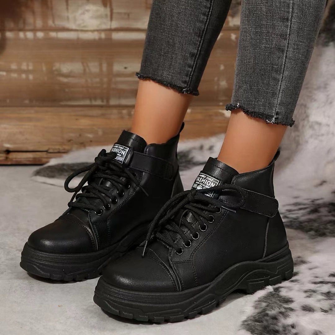 Women’s fashionable platform high-top sneakers with Velcro straps, padded comfort insole, and profile tractor heel Mune Fashion