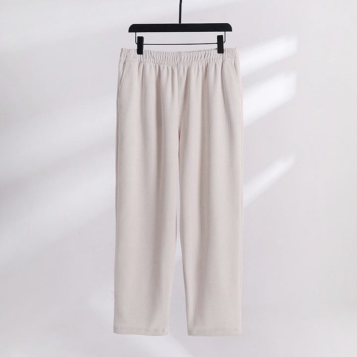 Women’s corduroy pants with elastic waistband, wide leg and side pockets Mune Fashion