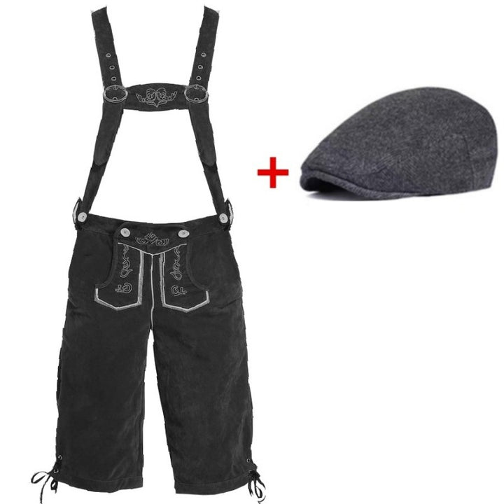 Men's traditional lederhosen with adjustable straps and traditional hat Mune Fashion