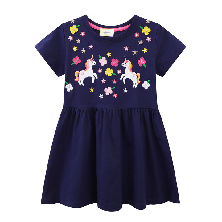 Girls cotton dress with enchanting unicorn and flower designs Mune Fashion