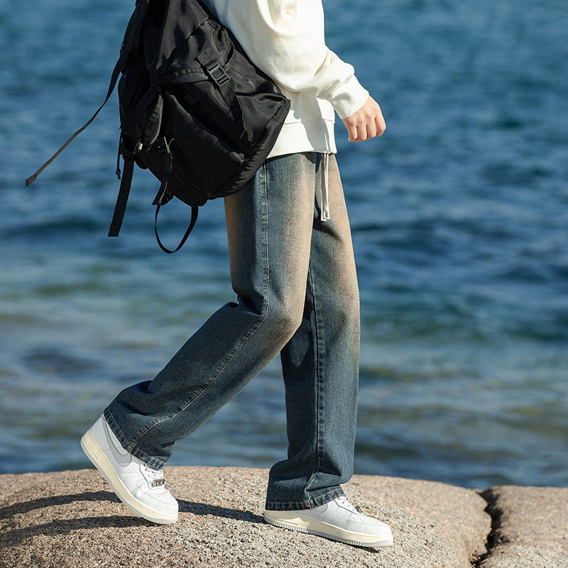 Men's Loose-Fit Denim Pants with Comfort Waistband