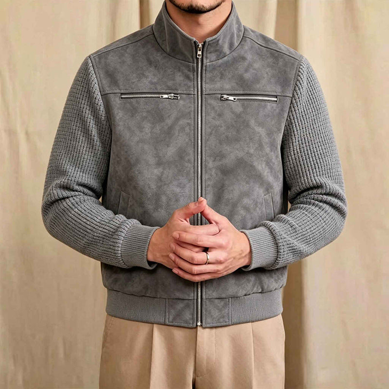 Men's transitional jacket with high collar and structured surface Mune Fashion