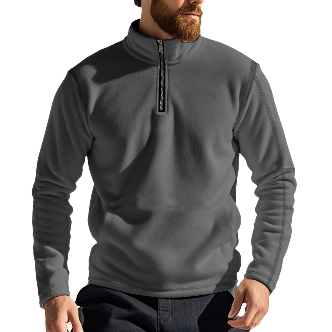 Men's functional fleece pullover with half zip, stand-up collar and raglan sleeves Mune Fashion