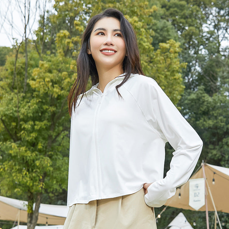 Women's Lightweight Hooded Jacket with UV Protection, Breathable Fabric and Shorter Hem Mune Fashion