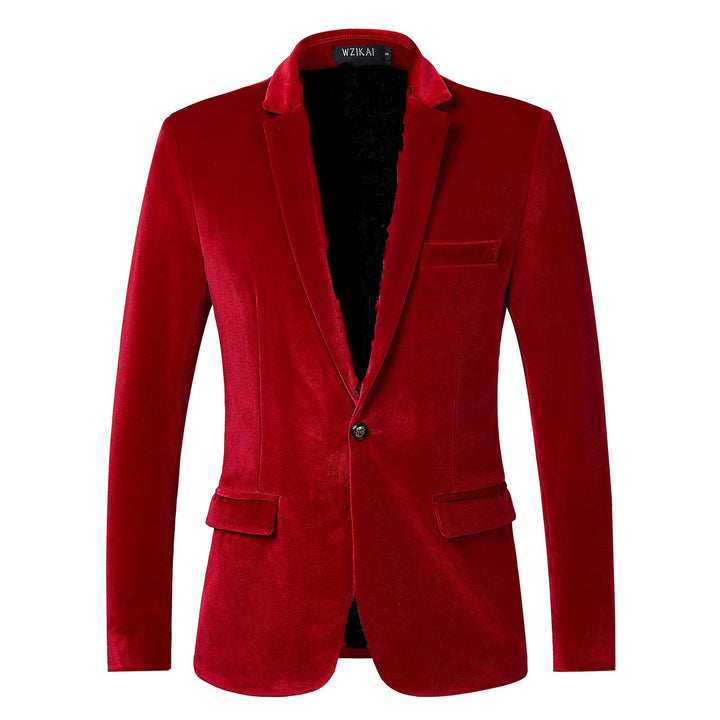 Men's custom tailored velvet blazer Slim Fit with single-breasted button placket and flap pockets Mune Fashion