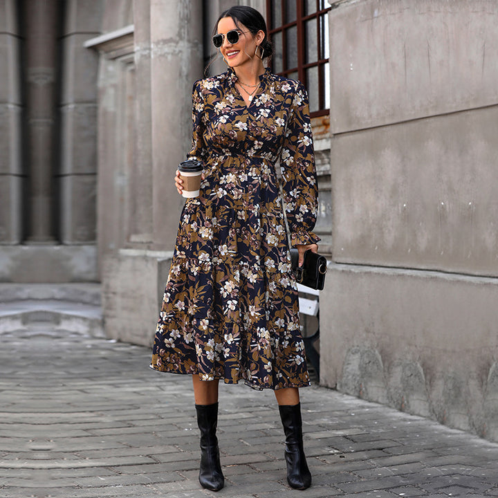 Ladies Floral Maxi Dress with Ruffle Details Mune Fashion