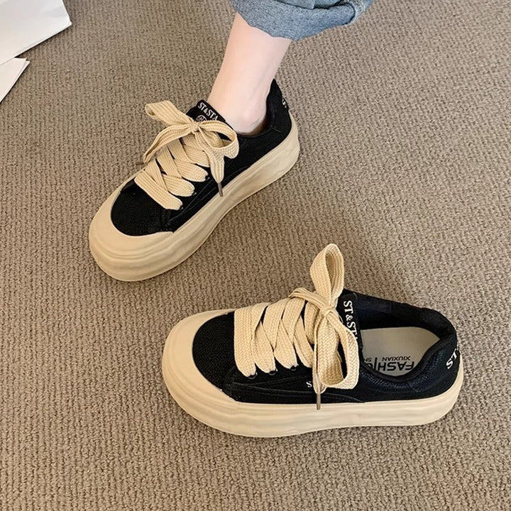 Women’s Sporty Platform Sneakers with Comfortable Sole and Unique Lacing Details Mune Fashion